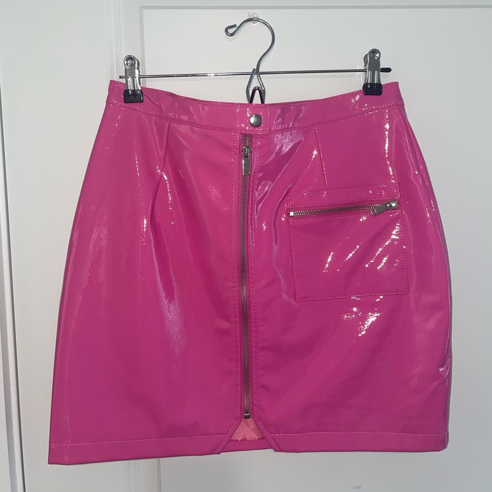 Hot Pink High-Waisted Latex Skirt